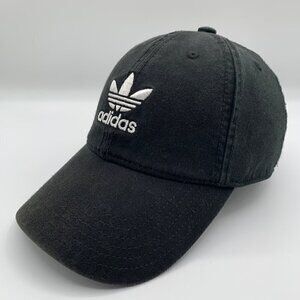 Adidas Mens Black White Relaxed Fit Adjustable Strapback Hat